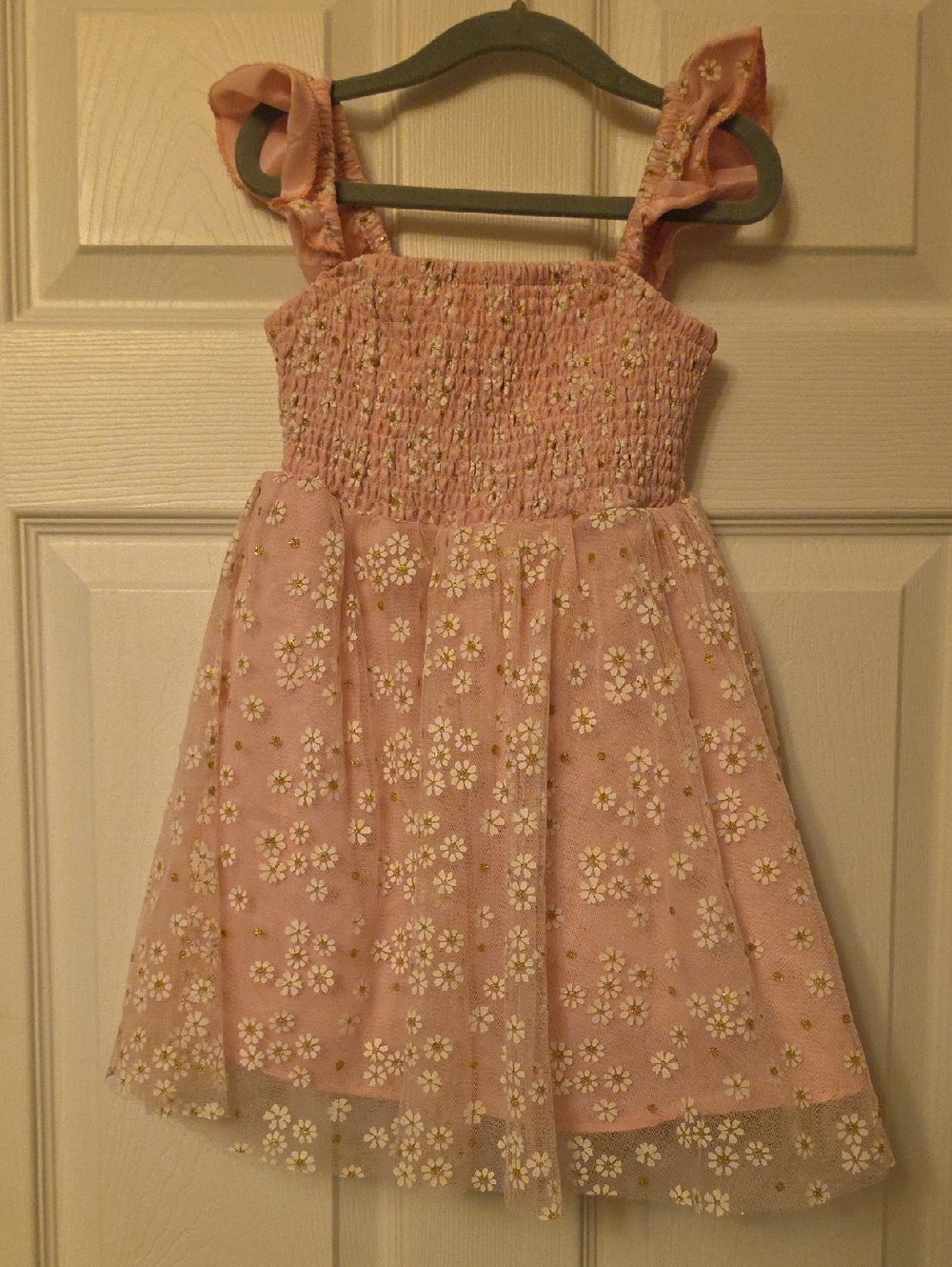Btween Girls' Pink Floral Tulle Dress Size Girls Toddler 5 With Ruffels